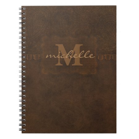 Paisley Embossed Leather Monogram Notebook