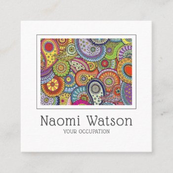 Paisley Fabric Textile Pattern Crafts Sewing  Square Business Card by PersonOfInterest at Zazzle