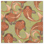 paisley fish cypress green fabric