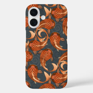 paisley fish dark gray iPhone 16 case