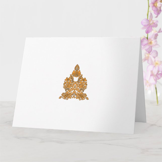Paisley Floral Art • Orange Boho Decor Card (Orchid)