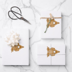 Paisley Floral Art • Orange Boho Decor Wrapping Paper Sheets