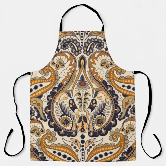 Paisley Floral: Colorful Seamless Design Apron (Front)