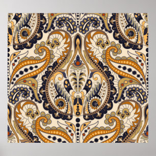 Paisley Floral: Colorful Seamless Design Poster
