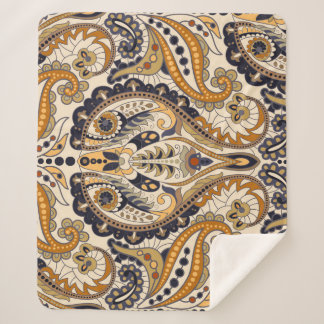 Paisley Floral: Colorful Seamless Design Sherpa Blanket