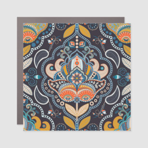 Paisley Floral: Dark Indian Pattern Car Magnet