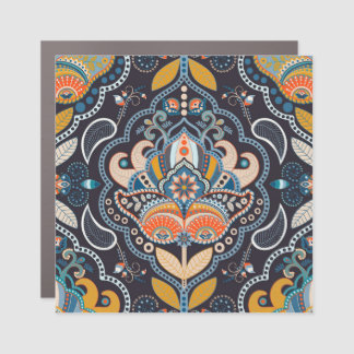 Paisley Floral: Dark Indian Pattern Car Magnet
