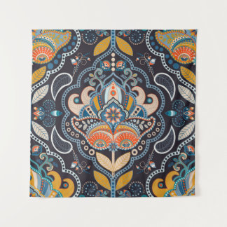 Paisley Floral: Dark Indian Pattern Tapestry