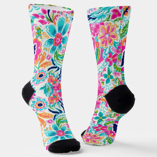 paisley floral design socks (Angled)