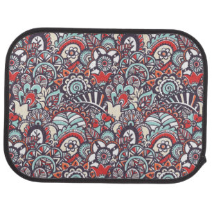 Paisley Floral Doodle Pattern Car Mat