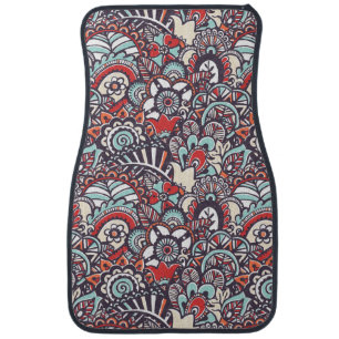 Paisley Floral Doodle Pattern Car Mat