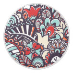 Paisley Floral Doodle Pattern Ceramic Knob
