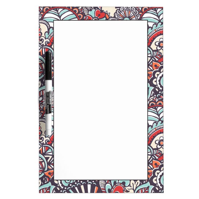 Paisley Floral Doodle Pattern Dry-Erase Board (Front)