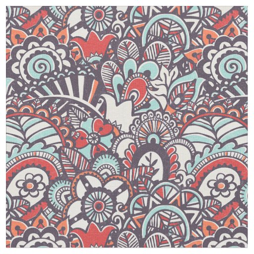 Paisley Floral Doodle Pattern Fabric