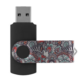 Paisley Floral Doodle Pattern Flash Drive
