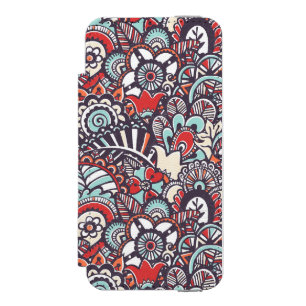 Paisley Floral Doodle Pattern Wallet Case For iPhone SE/5/5s
