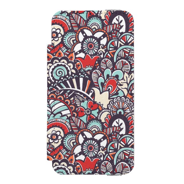 Paisley Floral Doodle Pattern Incipio iPhone Wallet Case (Folio Front)