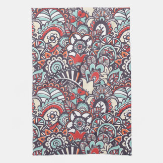 Paisley Floral Doodle Pattern Kitchen Towel