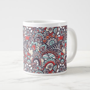 Paisley Floral Doodle Pattern Large Coffee Mug
