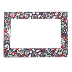Paisley Floral Doodle Pattern Magnetic Frame
