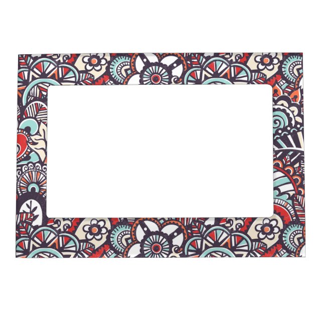 Paisley Floral Doodle Pattern Magnetic Frame (Front)