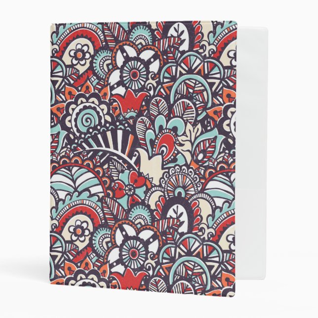 Paisley Floral Doodle Pattern Mini Binder (Front/Inside)
