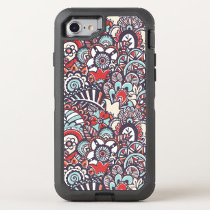 Paisley Floral Doodle Pattern OtterBox Defender iPhone SE/8/7 Case