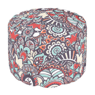 Paisley Floral Doodle Pattern Pouf