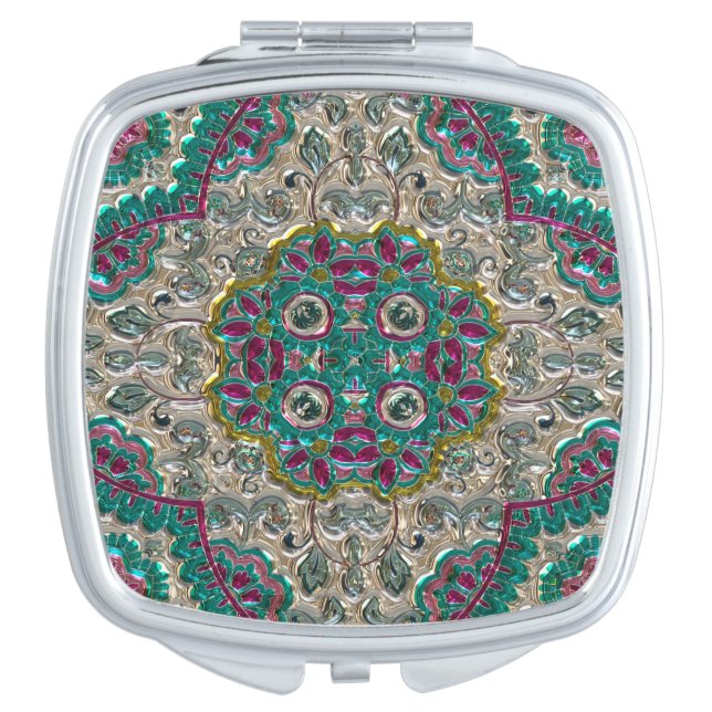 Paisley Floral elegant jewel pattern Compact Mirror (Front)