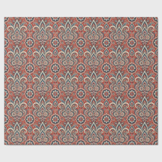 Paisley Floral Fusion in Red, White, and Blue Wrapping Paper