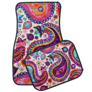 Paisley Floral Indian Seamless Ornament Car Floor Mat