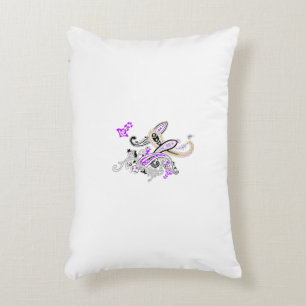 Paisley Floral Motif – Boho White Purple Orange  Accent Pillow