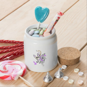 Paisley Floral Motif – Boho White Purple Orange Candy Jar
