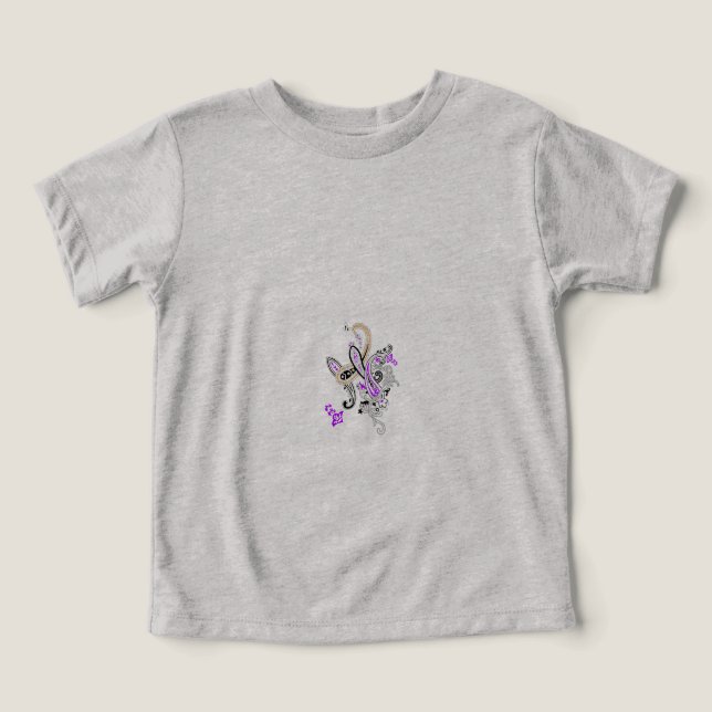 Paisley Floral Motif – Boho White Purple Orange  Toddler T-shirt (Design Front)