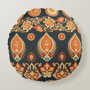 Paisley Floral oriental ethnic Pattern. Seamless A Round Pillow