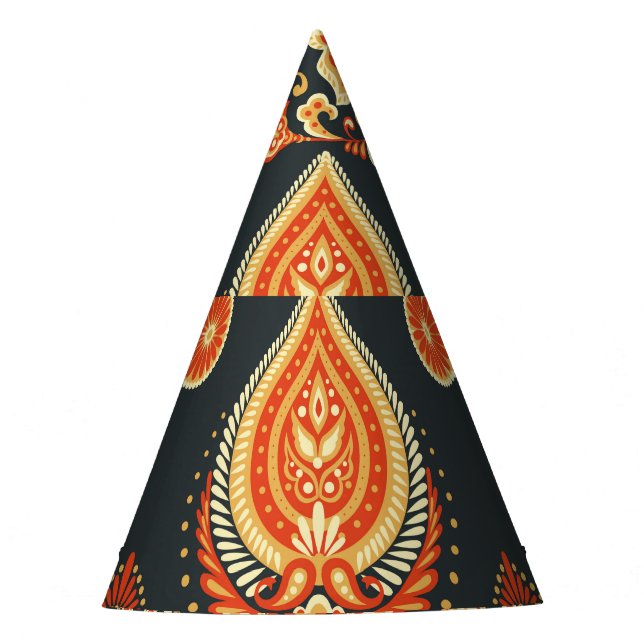 Paisley Floral: Oriental Ethnic Seamless Party Hat (Front)