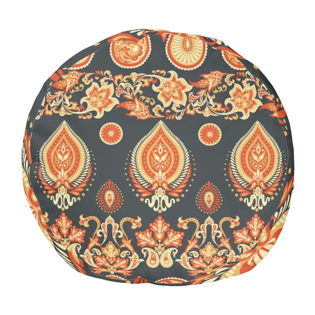 Paisley Floral: Oriental Ethnic Seamless Pouf (Bottom)
