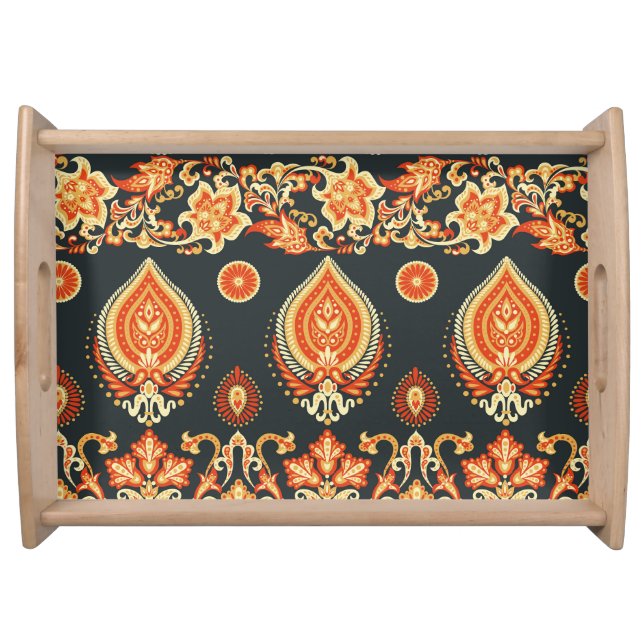 Paisley Floral: Oriental Ethnic Seamless Serving Tray (Front)