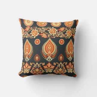 Paisley Floral: Oriental Ethnic Seamless Throw Pillow