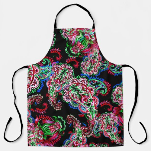 Paisley Floral Pattern Ethnic Background Apron