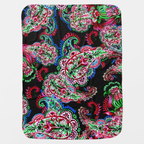Paisley Floral Pattern Ethnic Background Baby Blanket