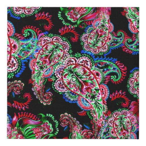 Paisley Floral Pattern Ethnic Background Faux Canvas Print