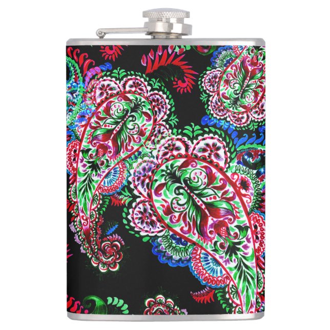 Paisley Floral Pattern, Ethnic Background. Flask (Front)