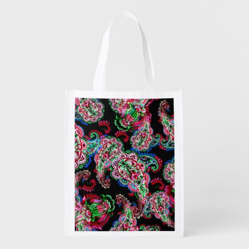 Paisley Floral Pattern Ethnic Background Grocery Bag