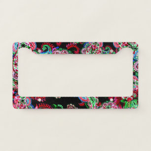 Paisley Floral Pattern, Ethnic Background. License Plate Frame
