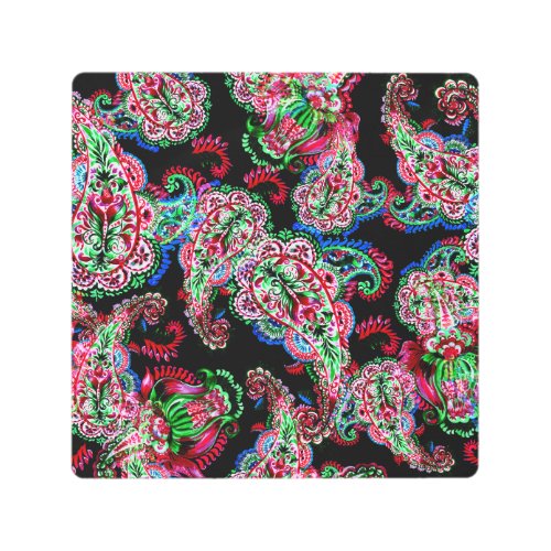 Paisley Floral Pattern Ethnic Background Metal Print