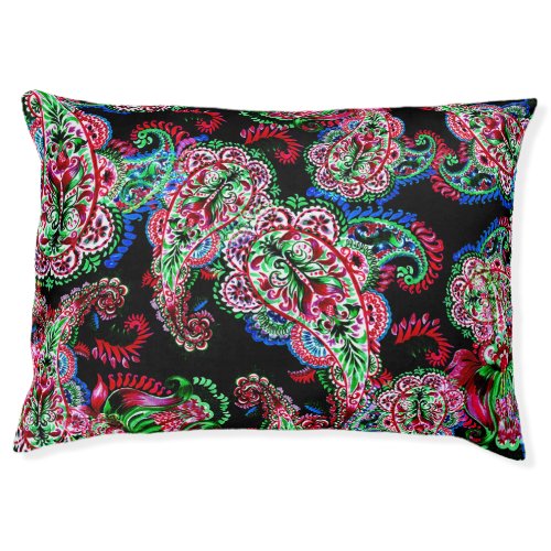 Paisley Floral Pattern Ethnic Background Pet Bed