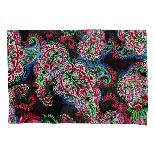 Paisley Floral Pattern, Ethnic Background. Pillow Case (Front)