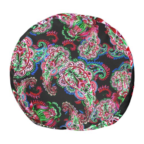 Paisley Floral Pattern Ethnic Background Pouf