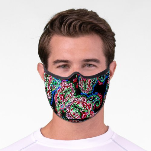 Paisley Floral Pattern Ethnic Background Premium Face Mask